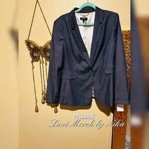 DKNY Women's Long Sleeve 1 Button Notch Collar Jacket - Size 16